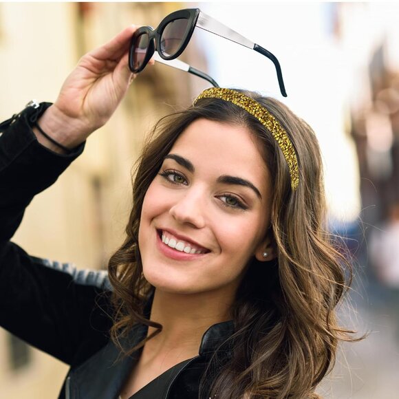 Glitter Headbands for Girls, 6 Pcs Elastic Shiny Rhinestone Non Slip Athletic Ru - Picture 7 of 7